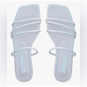 Women’s White Strappy Toe Ring Slide Sandals Summer Beach Vacation Flats Size 9